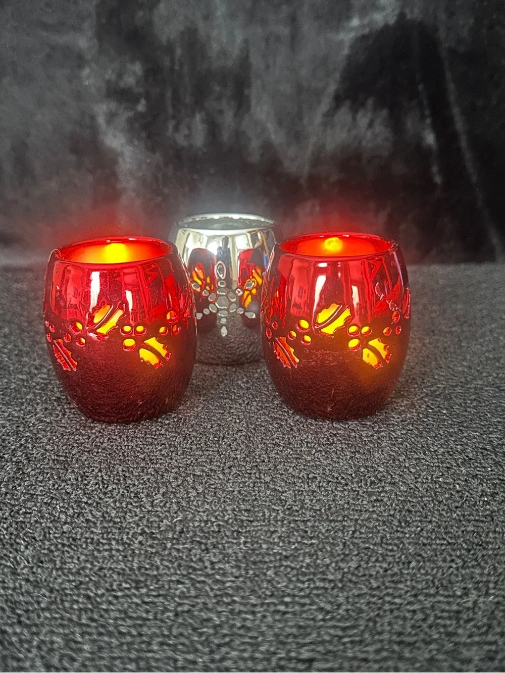 Red & Silver Candle Holders